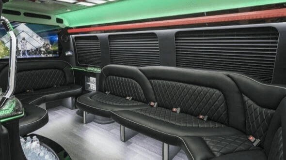 Interior of Charter Bus Company Stonecrest's 15 Passenger Party Bus in Stonecrest