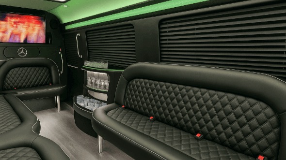 Interior of Charter Bus Company Alpharetta's 18 Passenger Party Bus in Alpharetta