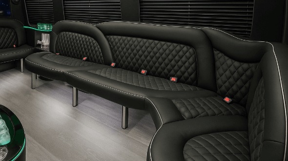 Interior of Charter Bus Company Brookhaven's 18 Passenger Party Bus in Brookhaven