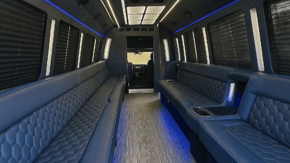Interior of Charter Bus Company Alpharetta's 20 Passenger Party Bus in Alpharetta
