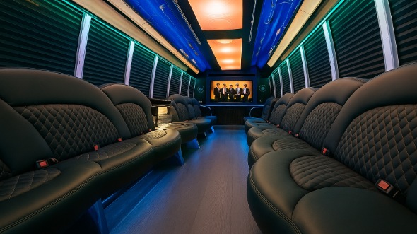 Interior of Charter Bus Company Brookhaven's 20 Passenger Party Bus in Brookhaven