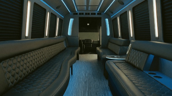 Interior of Charter Bus Company Johns Creek's 20 Passenger Party Bus in Johns Creek