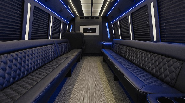 Interior of Charter Bus Company Roswell's 25 Passenger Party Bus in Roswell