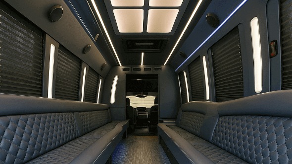 Interior of Charter Bus Company Alpharetta's 28 Passenger Party Bus in Alpharetta