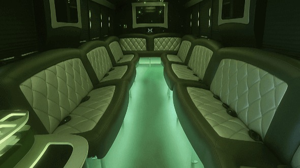Interior of Charter Bus Company Johns Creek's 28 Passenger Party Bus in Johns Creek