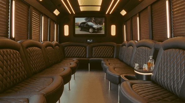 Interior of Charter Bus Company Alpharetta's 30 Passenger Party Bus in Alpharetta