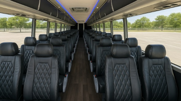 Interior of Charter Bus Company Sandy Springs's 40 Passenger Charter Bus in Sandy Springs