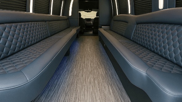 Interior of Charter Bus Company Alpharetta's 40 Passenger Party Bus in Alpharetta