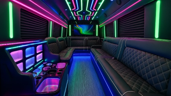 Interior of Charter Bus Company Atlanta's 40 Passenger Party Bus in Atlanta