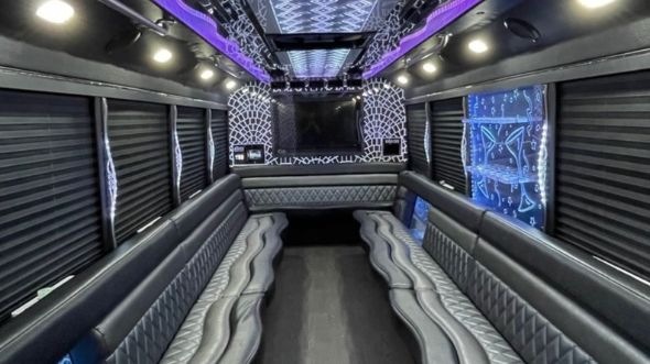 Interior of Charter Bus Company Johns Creek's 40 Passenger Party Bus in Johns Creek