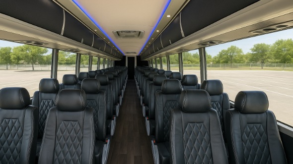 Interior of Charter Bus Company Sandy Springs's 45 Passenger Charter Bus in Sandy Springs