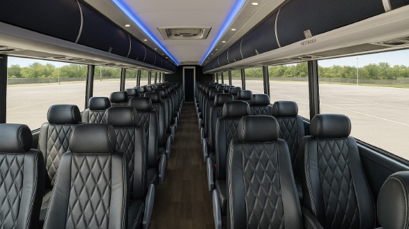 Interior of Charter Bus Company Sandy Springs's 47 Passenger Charter Bus in Sandy Springs