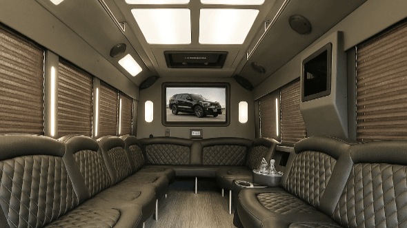 Interior of Charter Bus Company Marietta's 50 Passenger Party Bus in Marietta