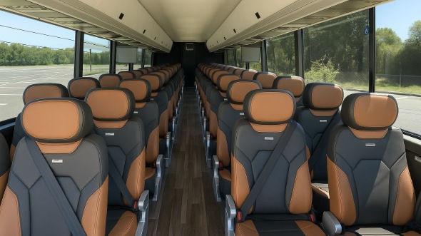 Interior of Charter Bus Company Sandy Springs's 54 Passenger Charter Bus in Sandy Springs
