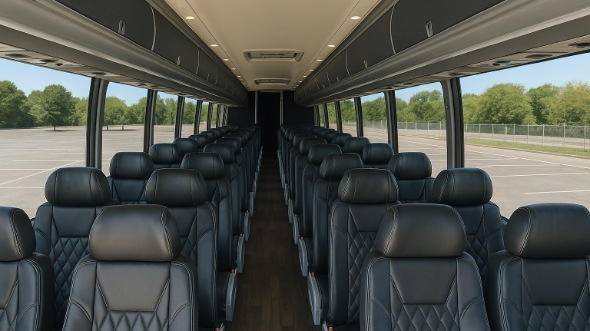 Interior of Charter Bus Company Sandy Springs's 55 Passenger Charter Bus in Sandy Springs