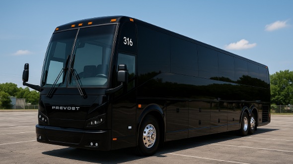 Exterior of Charter Bus Company Sandy Springs's 55 Passenger Charter Bus in Sandy Springs