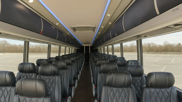 Interior of Charter Bus Company Sandy Springs's 56 Passenger Charter Bus in Sandy Springs
