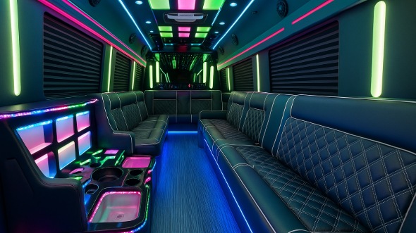 sandy springs 25 passenger party bus interior